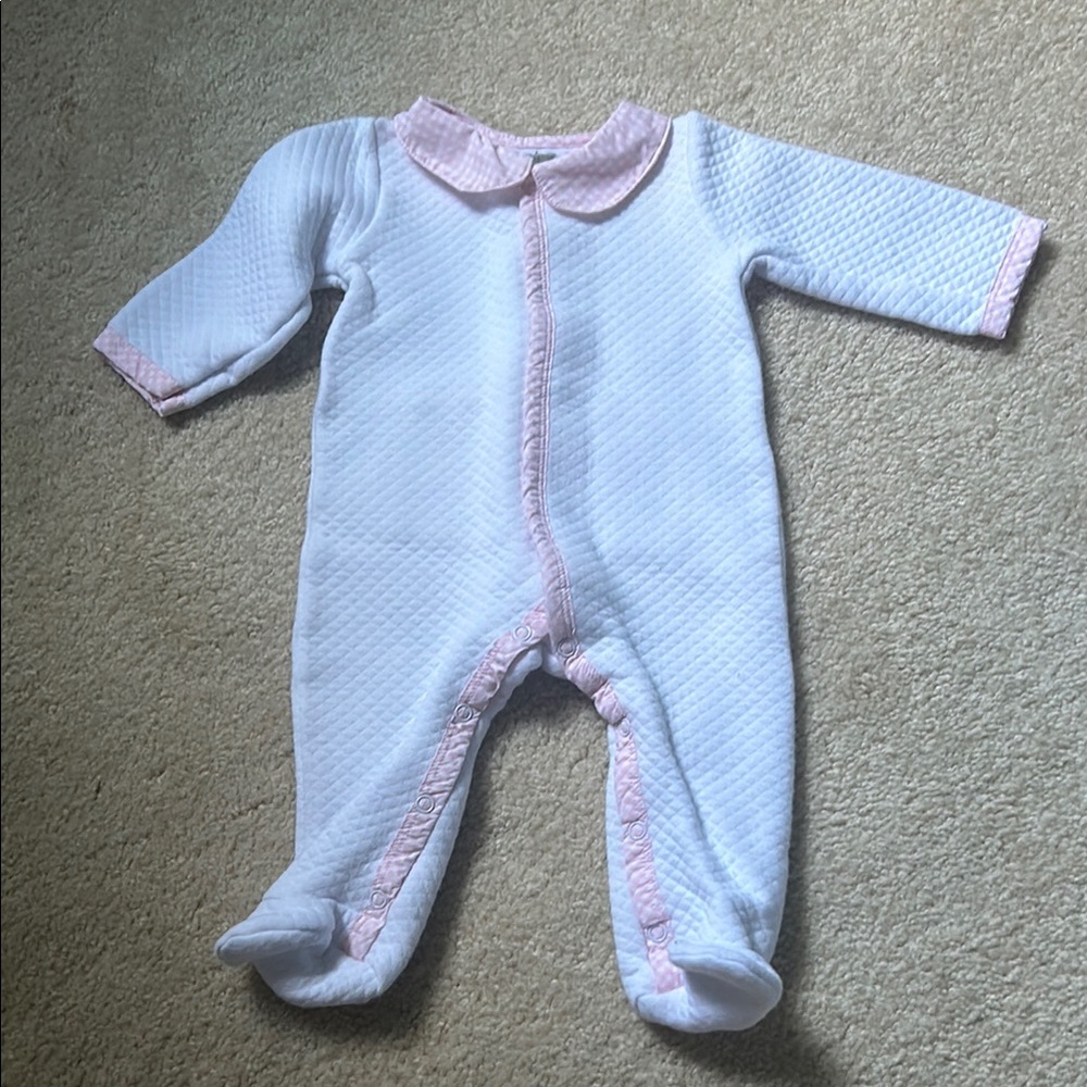 Mud Pie White and Pink Footies One Piece